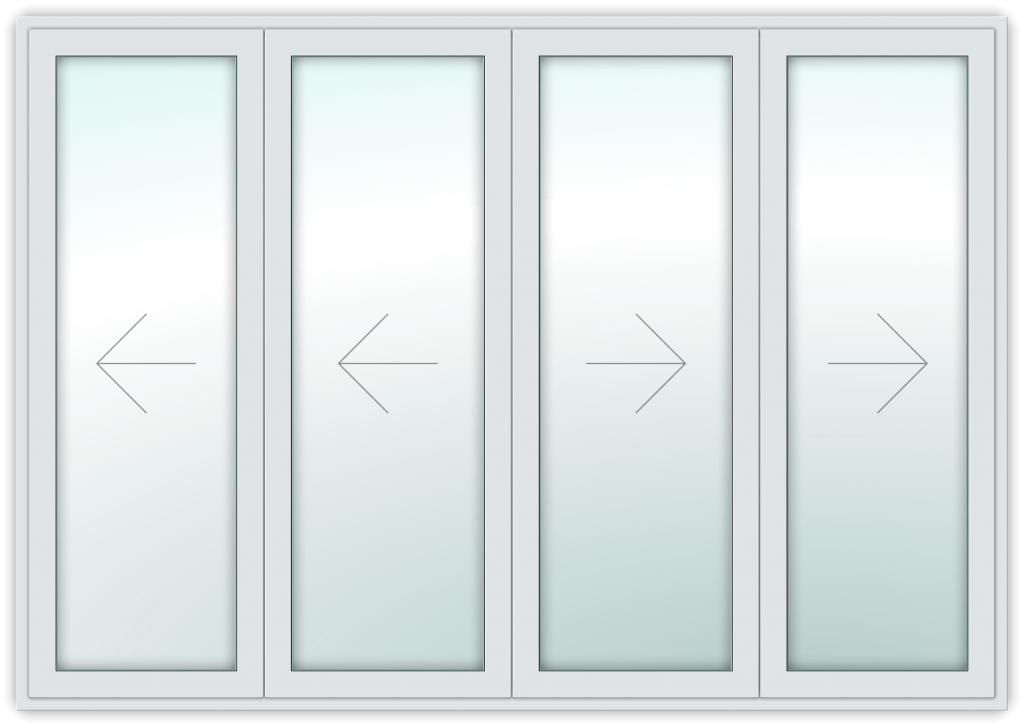 2 folding left, 2 right equal split, no traffic door
