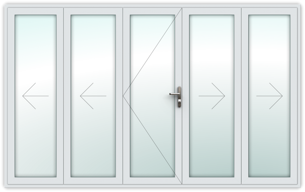 3 folding left, 2 right split, with traffic door