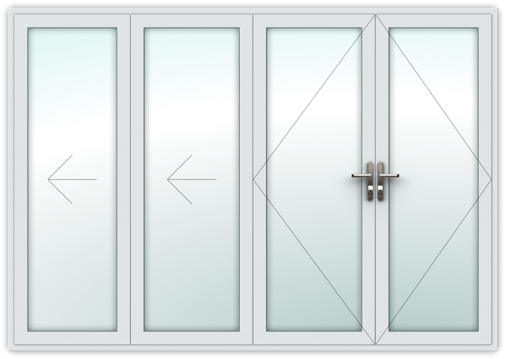 3 folding left, 1 right split, with double traffic door