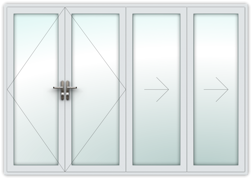 3 folding right, 1 left split, with double traffic door
